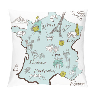 Personality  Stylized Map Of France Pillow Covers