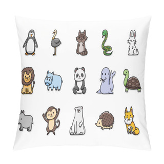 Personality  Funny Animals Icons Set,eps10 Pillow Covers