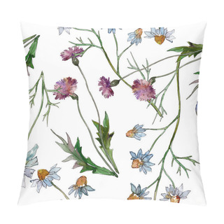 Personality  Wildflowers Floral Botanical Flowers. Wild Spring Leaf Wildflower. Watercolor Illustration Set. Watercolour Drawing Fashion Aquarelle. Seamless Background Pattern. Fabric Wallpaper Print Texture. Pillow Covers