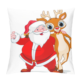 Personality  Santa And His Reindeer Rudolf Pillow Covers