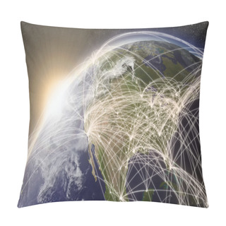 Personality  Network Over North America Pillow Covers