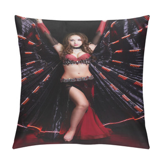 Personality  Beautiful Belly Dancer Wearing A Black Costume Pillow Covers