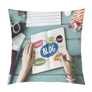Personality  Woman Writing Notes In Diary Pillow Covers