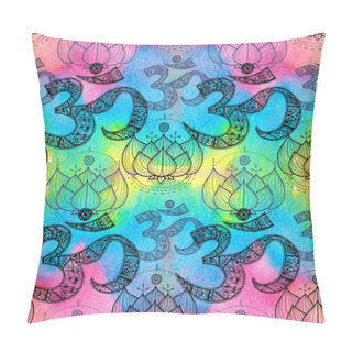 Personality  Ohm. Om Aum Symbol And Lotus. Pillow Covers