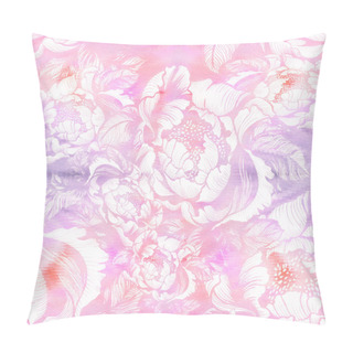 Personality  Flowers, Leaves Of Peonies.Watercolor Background. Abstract Wallpaper With Floral Motifs.  Seamless Pattern. Pillow Covers