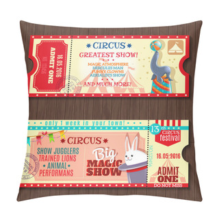 Personality  Circus Show Two Vintage Tickets Set Pillow Covers