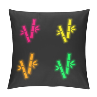 Personality  Bamboo Canes Four Color Glowing Neon Vector Icon Pillow Covers