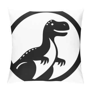 Personality  Dinosaur - Black And White Vector Illustration Pillow Covers
