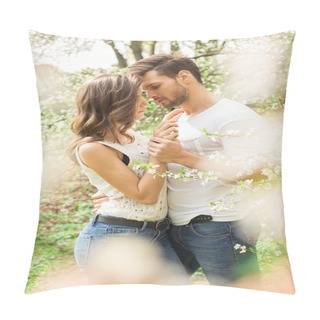 Personality  Couple Touching Each Other In The Garden Pillow Covers