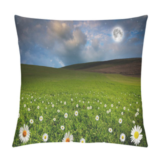 Personality  Daisy Flower Field In The Night. Elements Of This Image Furnished By NASA. Pillow Covers