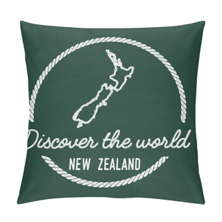 Personality  White Chalk Texture Hipster Insignia With New Zealand Map On A Green Blackboard. Pillow Covers