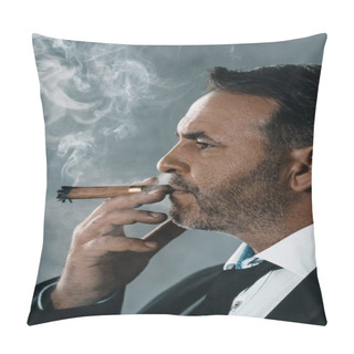 Personality  Businessman Smoking Cigar Pillow Covers