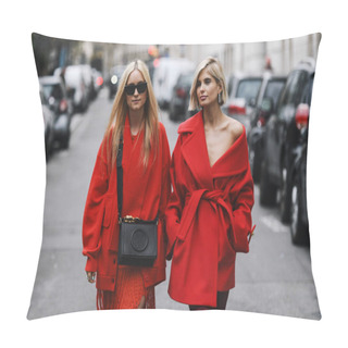 Personality  Paris, France - March 02, 2019: Street Style Outfit -  Before A Fashion Show During Paris Fashion Week - PFWFW19 Pillow Covers