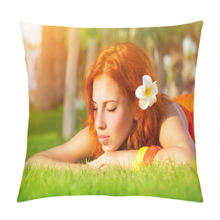 Personality  Calm Girl Enjoying Day Spa  Pillow Covers