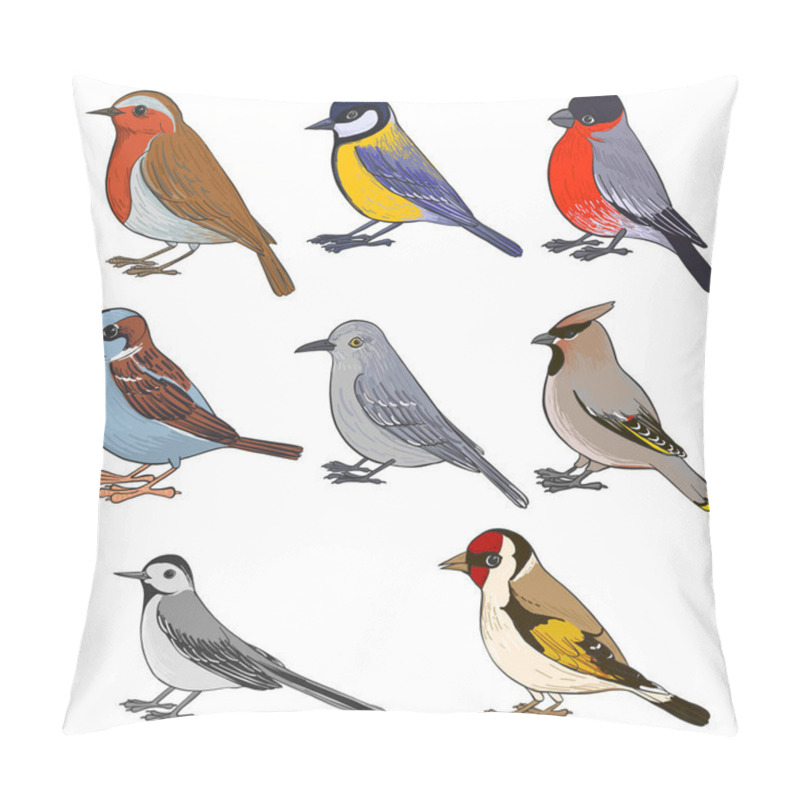 Personality  vector set of birds pillow covers