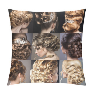 Personality  Collection Of Wedding Hairstyles. Beautiful Girls. Beauty Hair.  Pillow Covers
