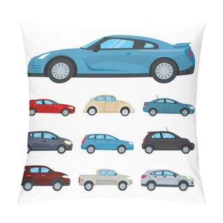 Personality  Blue Sport Car And Cars Icon Set, Colorful Design Pillow Covers