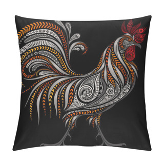 Personality  Vintage Rooster Vector By New Year 2017 On Black Background Pillow Covers