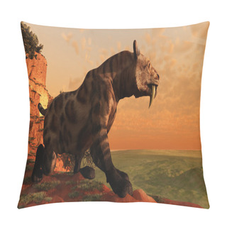 Personality  Saber-Tooth Cat Hunt Pillow Covers