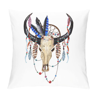 Personality  Bull Skull & Feathers Pillow Covers