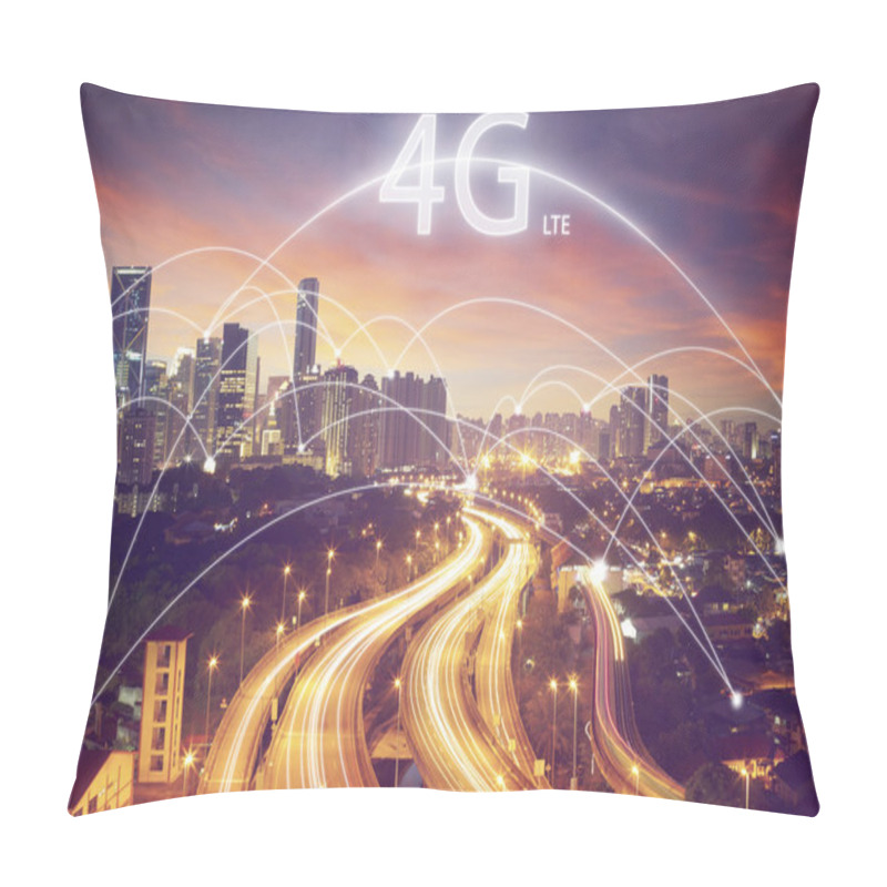 Personality  Smart City 4g Technology Concept Pillow Covers