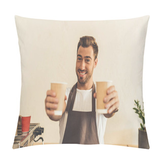 Personality  Barista Showing Coffee To Go Pillow Covers