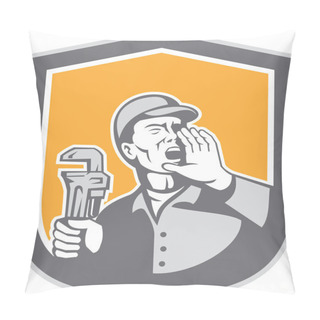 Personality  Plumber Shouting Holding Wrench Shield Retro Pillow Covers