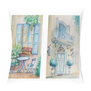 Personality  Watercolor Of Old City, Illustration Art Pillow Covers