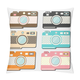 Personality  Old Style Photo Cameras Collection. Vector Pillow Covers