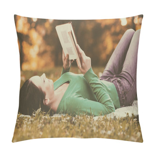 Personality  Woman Is Reading A Book And Enjoys In Her Free Time Pillow Covers