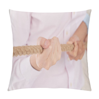 Personality  Close-up Image Of Rope In Hands Of Man, Selective Focus Pillow Covers