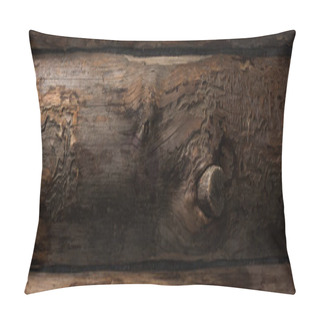 Personality  Top View Of Empty Brown Wooden Logs Background, Panoramic Shot Pillow Covers