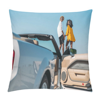 Personality  African American Couple Standing On Parapet Pillow Covers