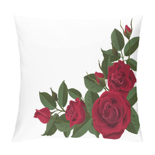 Personality  Red Flowers Roses Buds And Green Leaves Pillow Covers