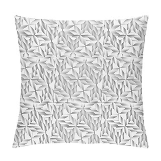 Personality  Monochrome Seamless Geometrical Model. Dashed Line. An Abstract Prerequisite Of The Grayscale Image With Thin Diamond-shaped Lines. Vector Element Of Graphic Design. Pillow Covers