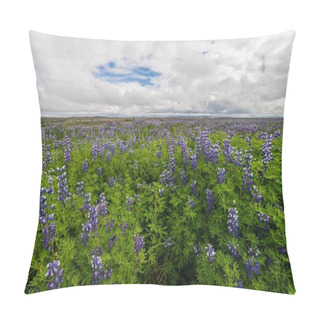 Personality  A Beautiful Shot Of A Bluebonnet Flower Field Under A Blue Cloudy Sky Pillow Covers