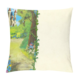 Personality  Cartoon Scene Of Forest And The Meadow - Title Page With Space For Text - Illustration For Children Pillow Covers