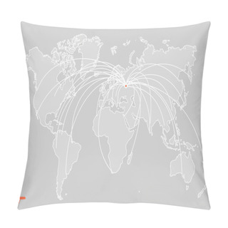 Personality  Vector Worldmap With Flights Routes Pillow Covers