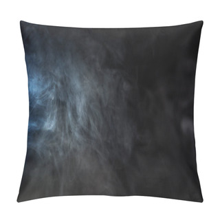 Personality  Grey Tobacco Smoke With Blue Light On Black Background  Pillow Covers