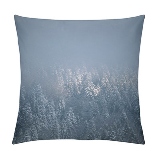 Personality  Winter Nature Background. Foggy Forest Pillow Covers