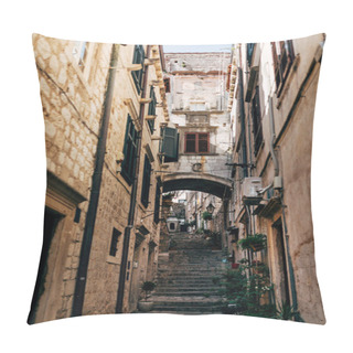 Personality  Urban Scene With Empty Narrow Street In Dubrovnik City, Croatia Pillow Covers