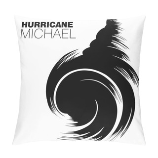 Personality  Brush Style Design Of Hurricane Michael In Big Bold Black Strokes On An Isolated White Background Pillow Covers
