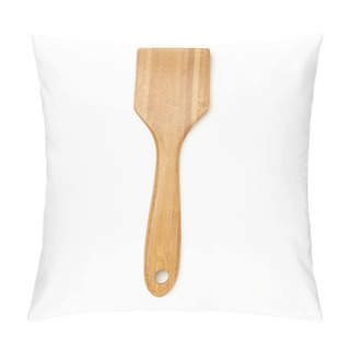 Personality  Close Up Image Of A Wooden Food Turner Over Plain White Backgrou Pillow Covers