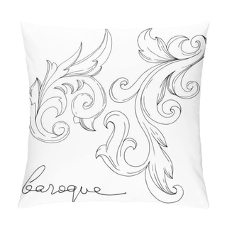 Personality  Vector Baroque Monogram Floral Ornament. Black And White Engraved Ink Art. Isolated Ornament Illustration Element. Pillow Covers