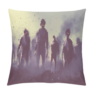 Personality  Zombie Crowd Walking At Night,halloween Concept Pillow Covers