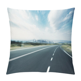 Personality  Empty Highway Through Modern City Pillow Covers