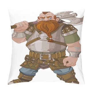 Personality  Fantasy Style Dwarf With Axe Pillow Covers
