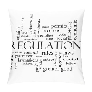 Personality  Regulation Word Cloud Concept In Black And White Pillow Covers