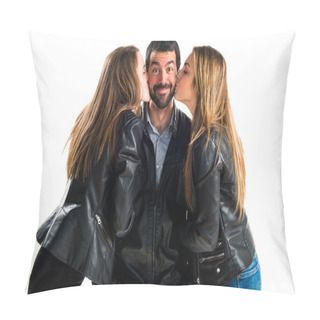 Personality  Women Kissing A Man Pillow Covers