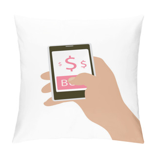Personality  Hand Holing Smart Phone With Buy Button On The Screen Pillow Covers